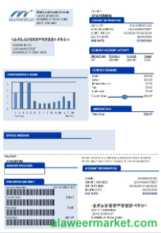 USA Mansfield Texas business utility bill template in Word and PDF formats